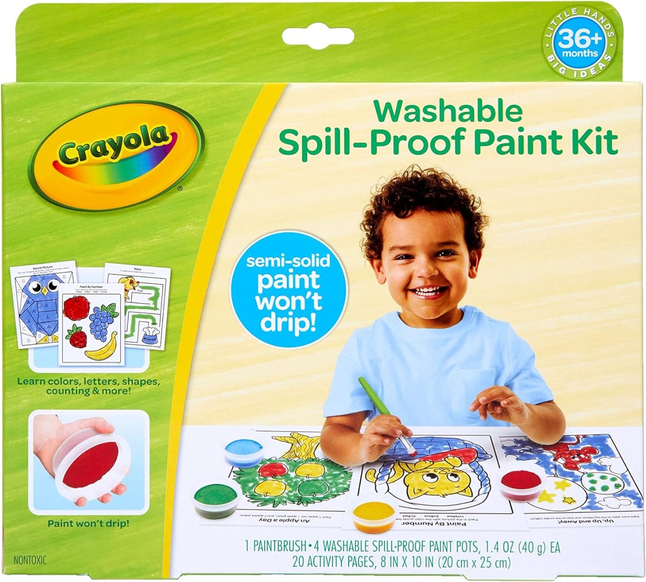 Crayola Spill Proof Paint Set, Washable Paint for Kids, Ages 3+