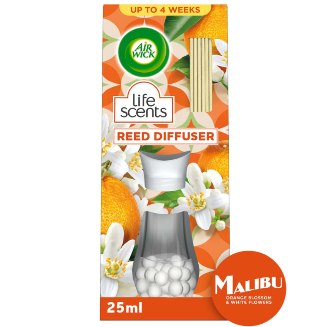 Air Wick Reed Diffuser Scented Natural Oil Malibu Fragrance 5 x 5ml