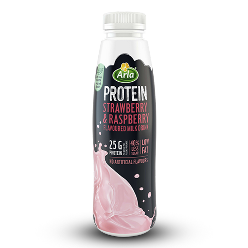 Arla Protein Strawberry & Raspberry Flavoured Milk Bottled Drink (8 x 482ml) 