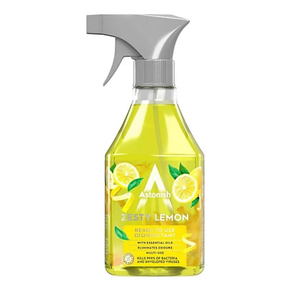 Astonish Disinfectant Spray Ready to Use Zesty Lemon Trigger Spray 550ml