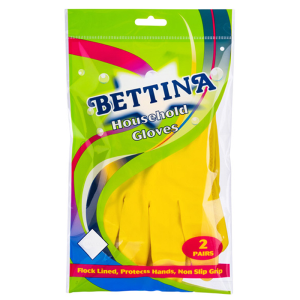 Bettina Household Rubber Gloves - 2 Pairs Size Large