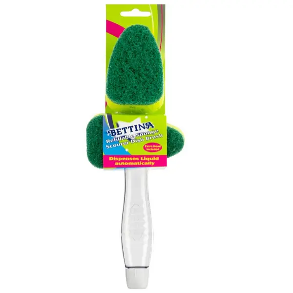 Bettina Refillable Sponge Scourer Dish Brush + 1 Extra Head