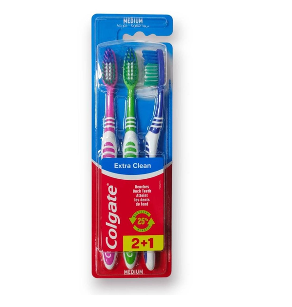  Colgate Extra Clean Medium Toothbrush 3pcs