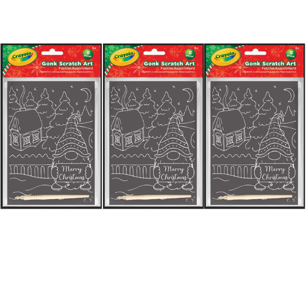 Crayola Gonk Scratch Art Festive Assortment 5 Pieces x 3 Packs