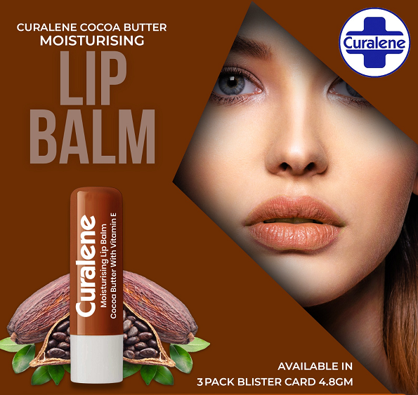 Curalene Moisturising Lip Balm Cocoa Butter & Vitamin E 12x (3 x 4.8g)