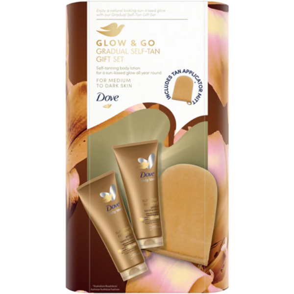 Dove Glow & Go Gradual Self-Tan Gift Set For Medium To Dark Skin