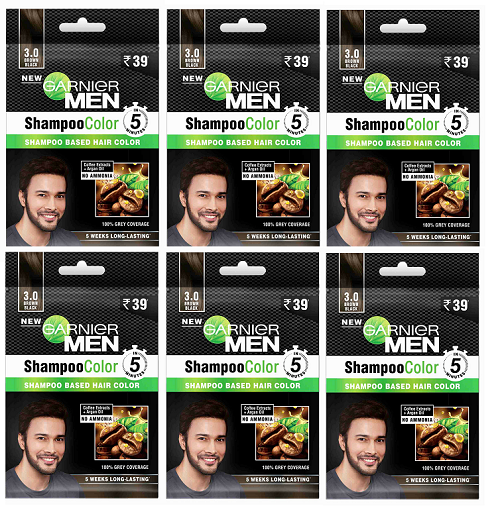2 X Garnier Men Shampoo Hair Colour 3.0 Brown Black - x 6 Boxes