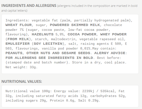 Grzeski Gofree Wafer Bar Vanilla- Chocolate with Hazelnut Biscuit - 35 x  33g