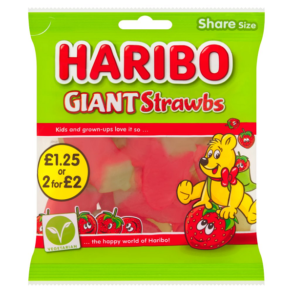 Haribo Giant Strawb Sweets Sharing Bag 140g