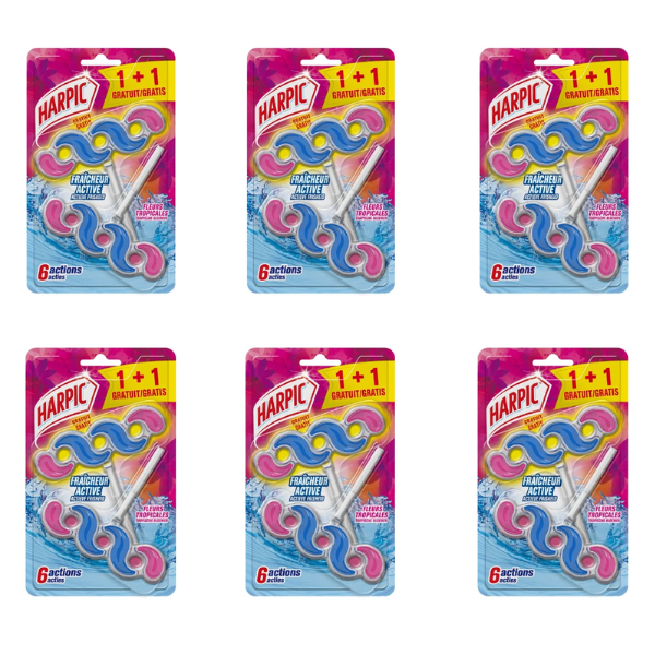 Harpic Active Fresh Tropical Blossom Toilet Rim Block 6 x Twin Pack 