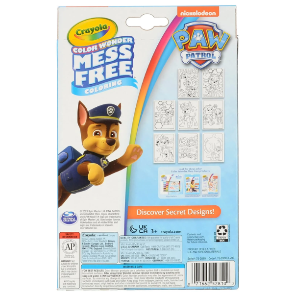 Crayola Nickelodeon Paw Patrol Colour Wonder Mess Free Set 