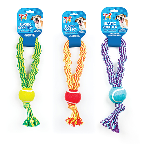 Pets Play Elastic Rope Toy With Tennis Ball