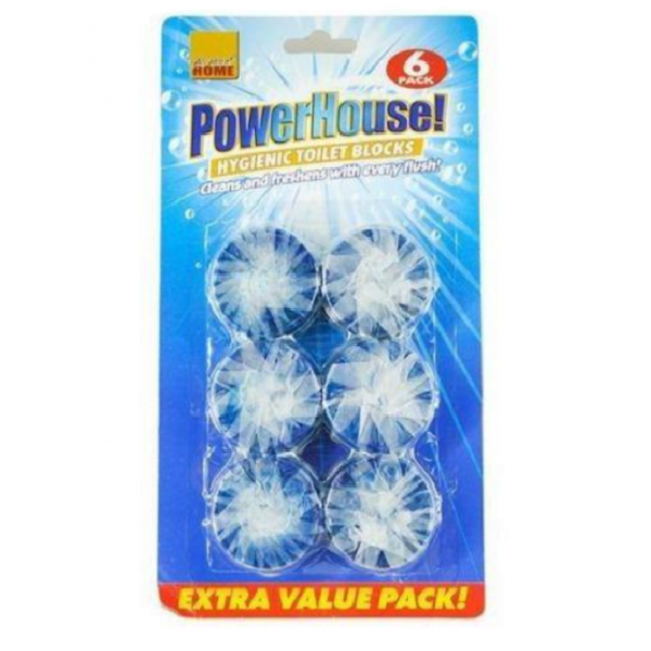 Power House Hygienic Toilet Cistern Blocks Blue 6 Pack