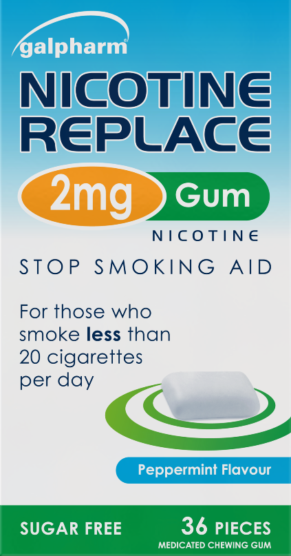 Galpharm Nicotine Replace Peppermint 2mg Gums, 6x 36 Pcs, (216 Pcs)