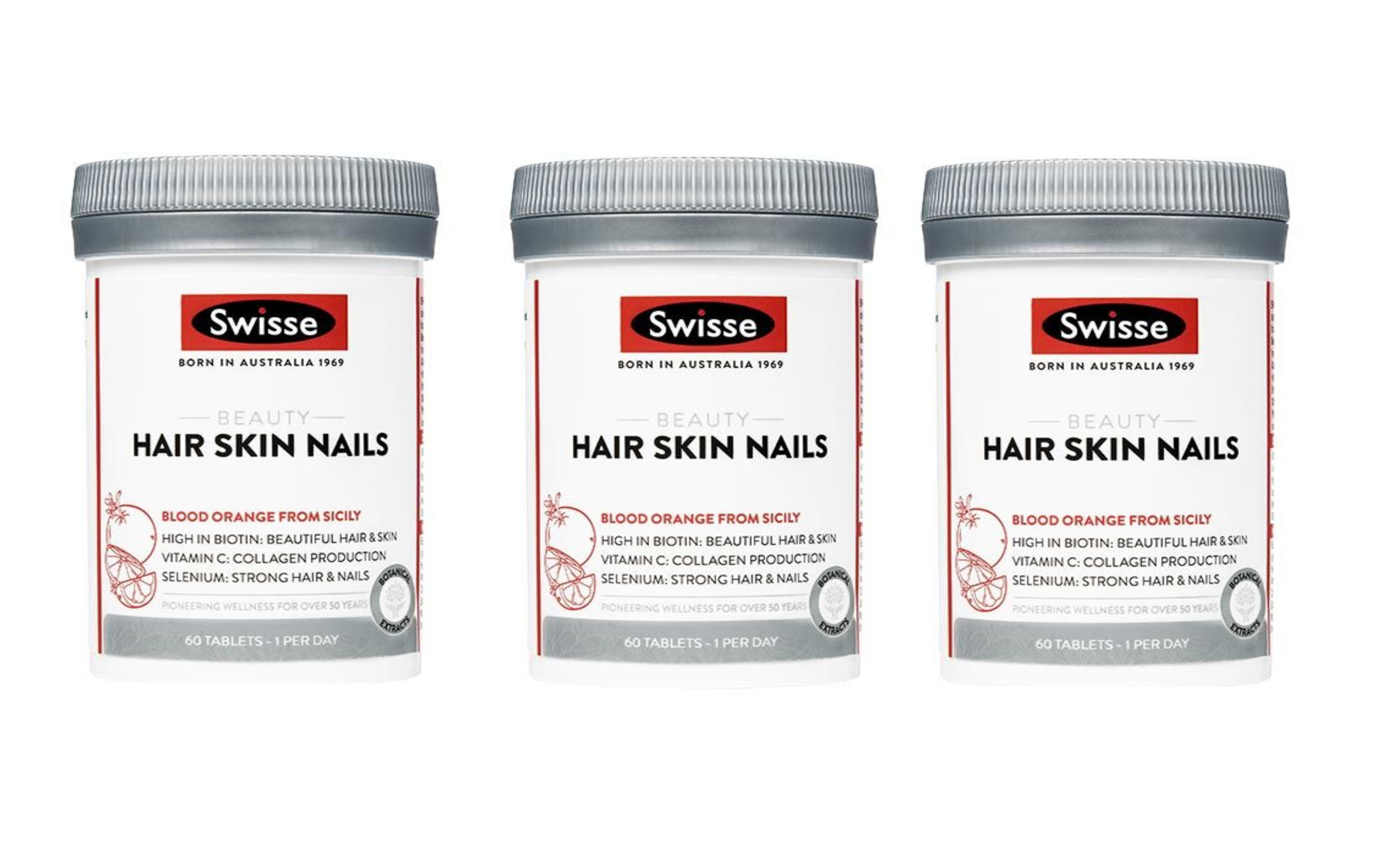 Swisse Beauty Hair Skin Nails Vitamins 60x Tablets (x3)
