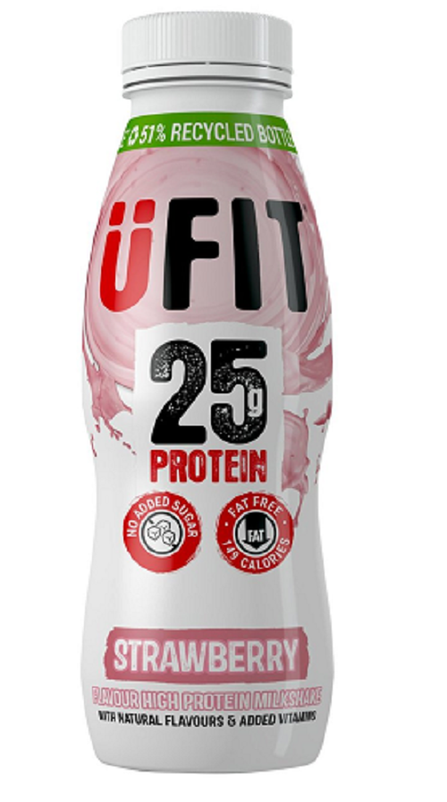UFit 25g High Protein Shake Drink - Strawberry - 10 x 330ml