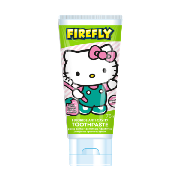 Firefly Hello Kitty Kids Anti-Cavity Striped Strawberry Gel Fluoride Toothpaste 75ml