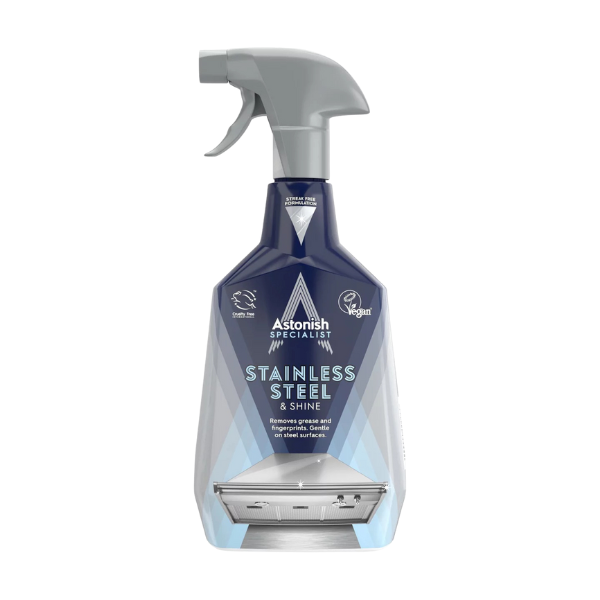 Astonish Stainless Steel Shine Cleaner Kitchen Grease Grime Dirt Spray 750ml