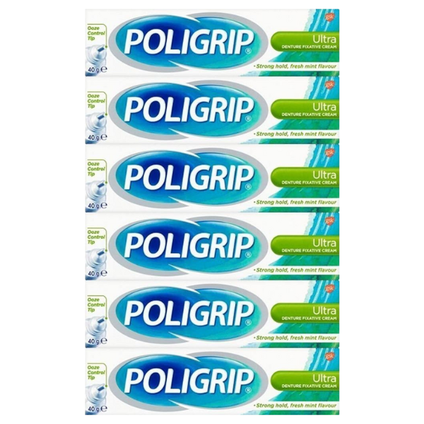 Poligrip Ultra Denture Fixative Cream 6 x 40g