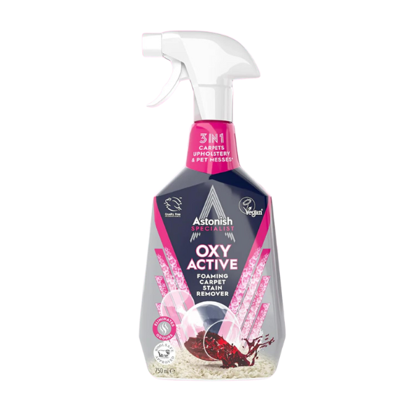Astonish 3 in 1 Specialist Carpets Upholstery & Pet Messes Oxy Active Foaming Carpet Stain Remover 750ml
