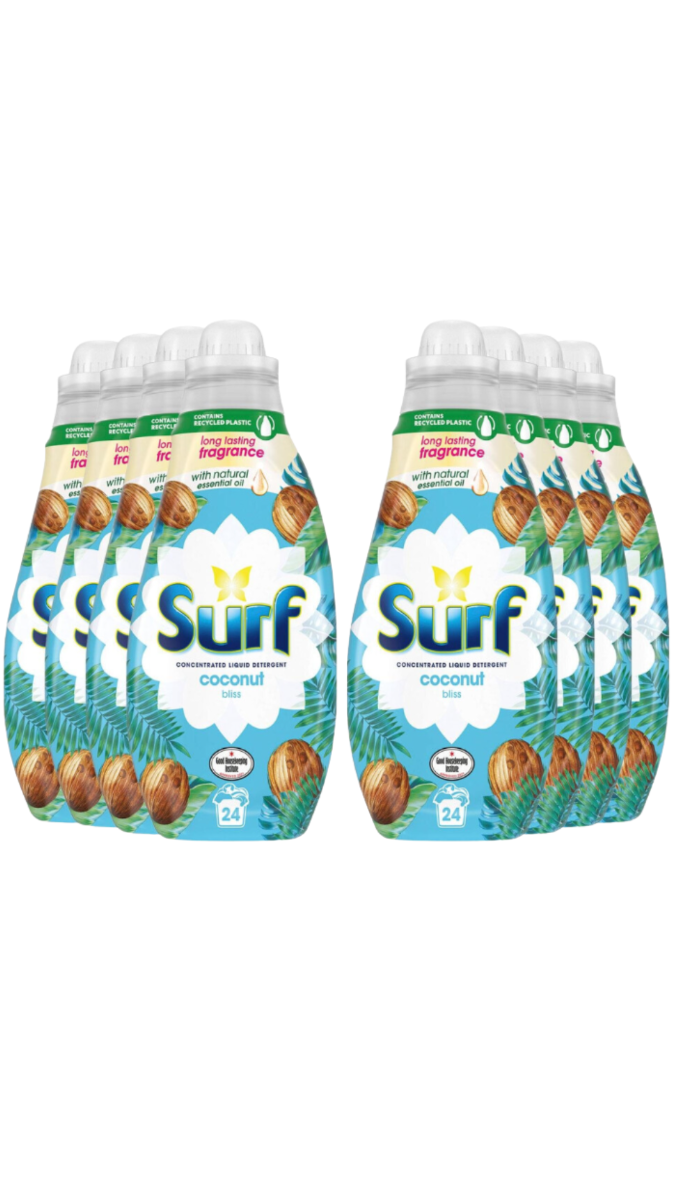 Surf Coconut Bliss Liquid Laundry Detergent 24 Washes 8 x 648ml