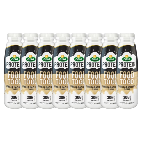 Arla Protein Food To Go Vanilla Hazelnut Flavoured Meal Replacement Shakes 8 x 500ml