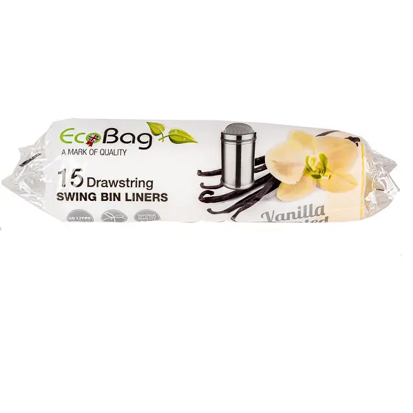Eco Bag Draw String Bin Liners Vanilla Scented 15pk 50Ltr