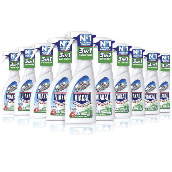 Viakal 3 in 1 Disinfectant Bathroom Limescale Remover Spray 10 x 500ml