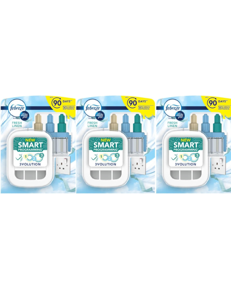 Febreze 3Volution Air Freshener Plug In Starter Kit Fresh Linen (3 x Kits)