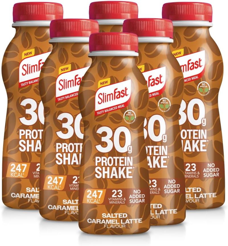 SlimFast Protein Meal Replacement Shake, NEW Salted Caramel Latte Flavour, 6x 325ml