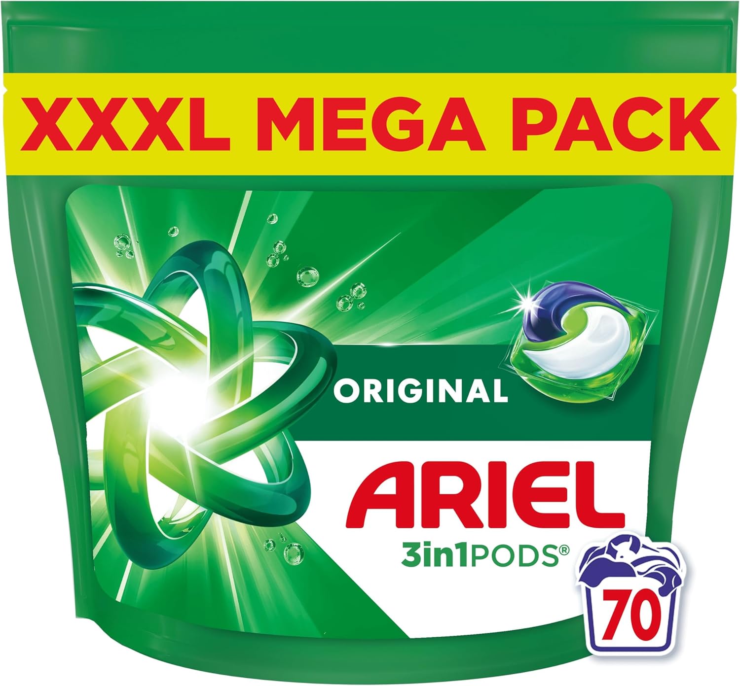 Ariel Original 3-in-1 PODS, Laundry Detergent Capsules, 70 Washes