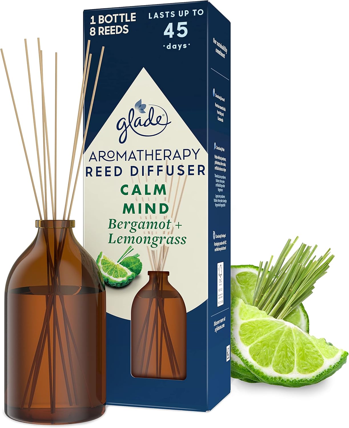 Glade Aromatherapy Reed Diffuser Lemongrass & Bergamot Calm Mind 80ml Reed  