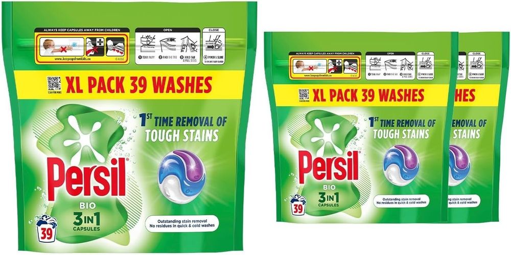 Persil 3-in-1 Bio Washing Capsules 39 Washes, 3 Pack (117 Washes)