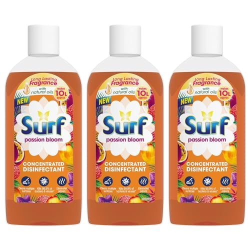 Surf Passion Bloom Concentrated Disinfectant All-Purpose Cleaner Long Lasting Fruity and Tropical Fragrance with Natural Oils Cleans Multiple Surface, 240ml (Passion Bloom, Pack of 3)