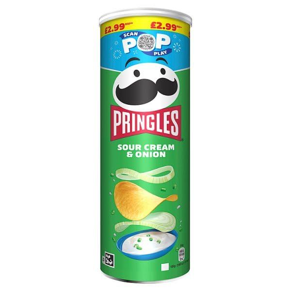 Pringles Sour Cream & Onion Potato Crisps, 165g, Pack of 6