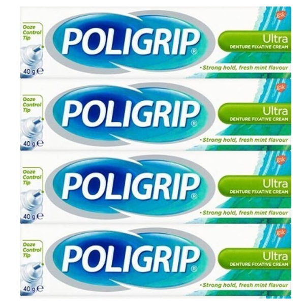 Poligrip Ultra Denture Fixative Cream -  4  x 40g