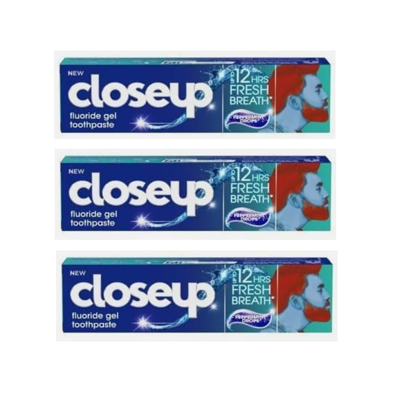 Closeup Everfresh Fluoride Gel Toothpaste Peppermint Drops 90g (x3 Boxes)
