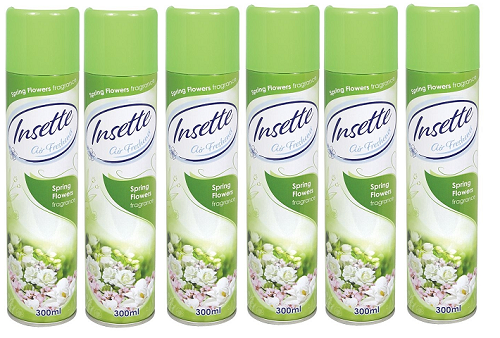 Insette Spring FlowerFragrance Air Freshener Room Spray 6x 300ml EXP AUGUST 2026