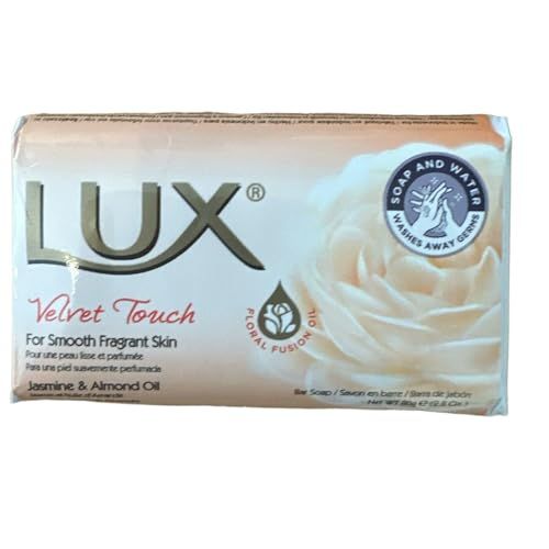 LUX Velvet Touch Beauty Soap Bar - Indulgent Skincare for Face, Hands & Body - Enriched for Smooth, Radiant Skin - Gentle Daily Bath & Shower Soap w/Fresh Fragrance - Men & Women - 80g x 12