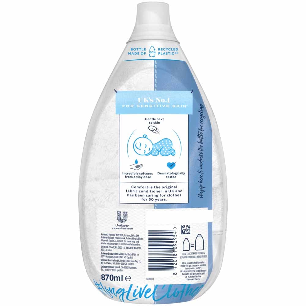 Comfort Ultimate Fabric Conditioner Pure White 58 Washes 870ml