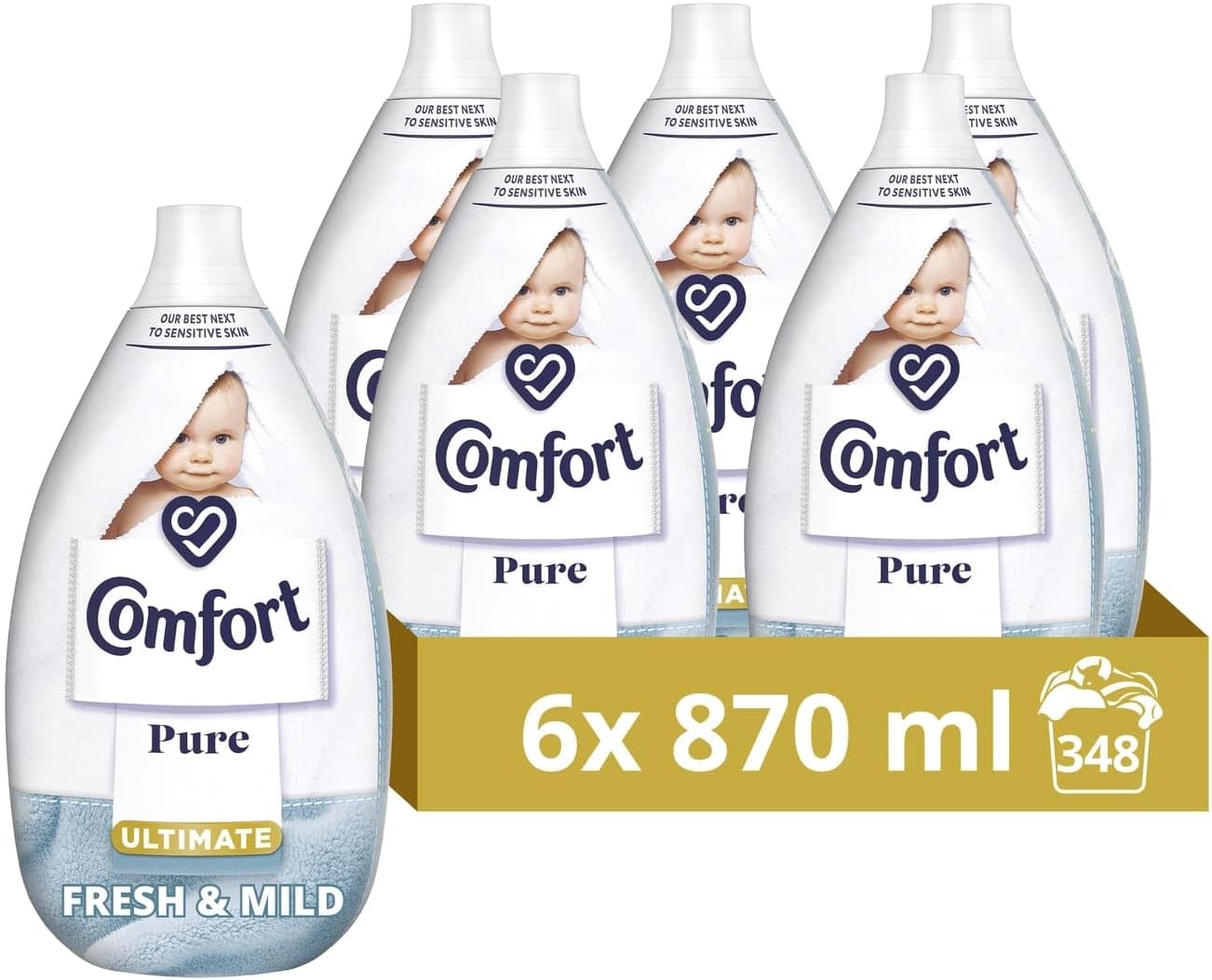 Comfort Ultimate Fabric Conditioner Pure White 58 Washes 6 x 870ml