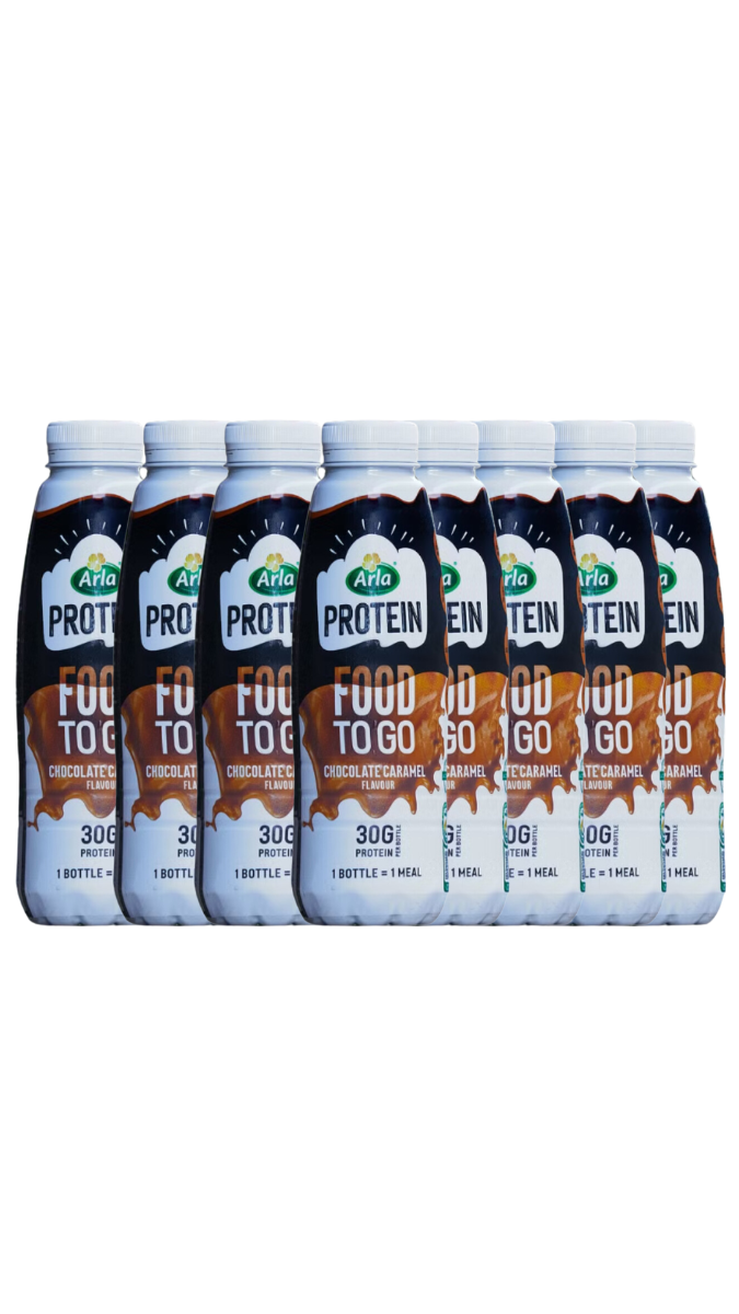 Arla Protein Food To Go Chocolate Caramel Flavoured Meal Replacement Shakes 8 x 500ml