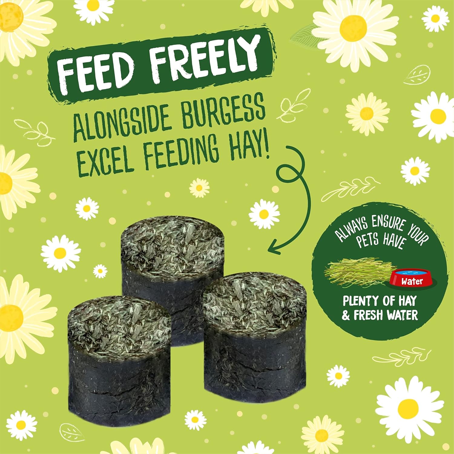 Burgess Excel Meadow Munchies Rabbit, Guinea Pig & Chinchilla Feeding Hay Treats - 1kg