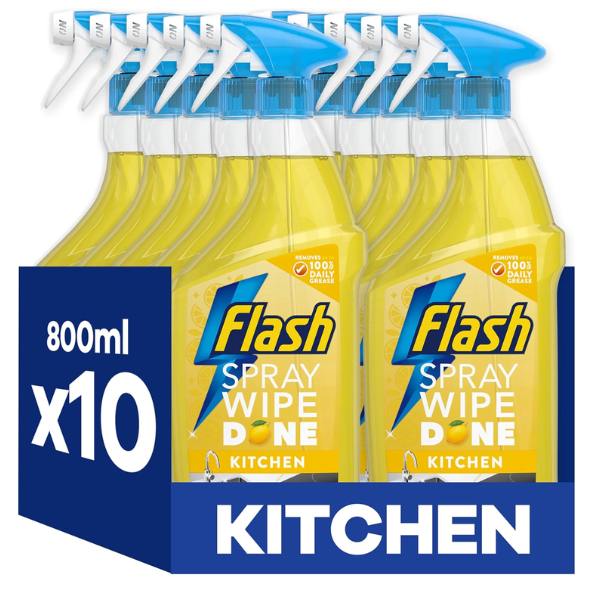 Flash Wipe Done Multi-Purpose Spray, Crisp Lemon 10 x 800ml