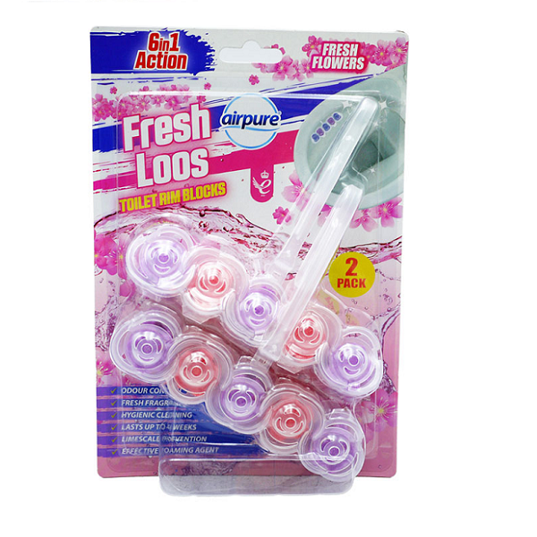 Fresh Loos Toilet Rim Block 6 In 1 Fresh Flowers 2pk