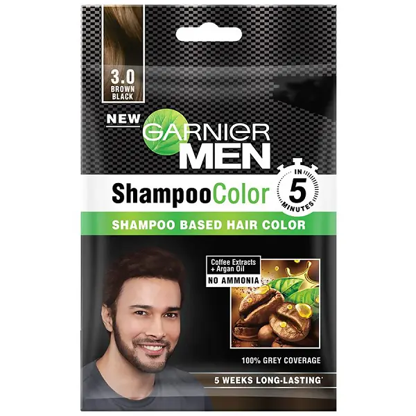 2 X Garnier Men Shampoo Hair Colour 3.0 Brown Black