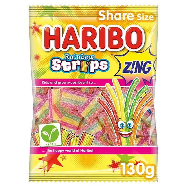 Haribo Rainbow Strips Z!ng Sharing Bag 130g
