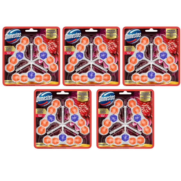 Domestos Toilet Rim Block Aroma Lux Dahlia Wish 5 x 3pk