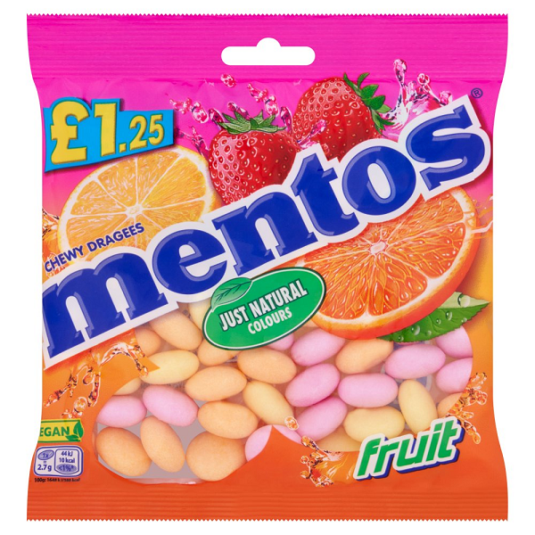 Mento Chewy Dragees Fruit Flavour 135g