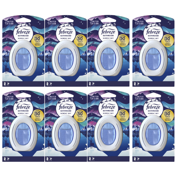 Febreze Bathroom Air Freshener Nordic Sky 7.5ml (8 Pack)